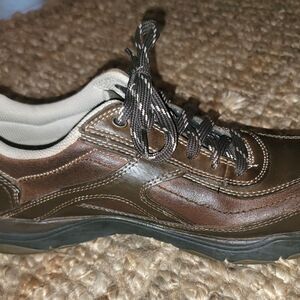 Mens Skechers Brown Leather lace-up Sneaker memory foam Comfort 11.5 DadCore